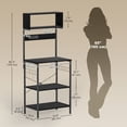 thumbnail image 2 of Black Baker's Rack with Power Outlet & USB Ports - Kitchen Microwave Shelf with Hooks - 60.2" Tall Storage Unit for Living Room, Dining Area, 2 of 7