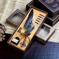 thumbnail image 3 of Mechanical Wings Feather Pen and Ink Set - Calligraphy Pens for Writing Quill Pen Gift Box, Carved Pen with Base and 15ml Ink, Birthday Valentine's Day Gift for Love, 3 of 5