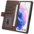 thumbnail image 3 of Skin-Friendly Wallet Case for Samsung Galaxy S22 Plus, Premium PU Leather Shockproof Card Slots Cash Holder Flip Cover with Kickstand Folio Magnetic Clasp Wrist Hand Strap Handbag Case,Brown, 3 of 8