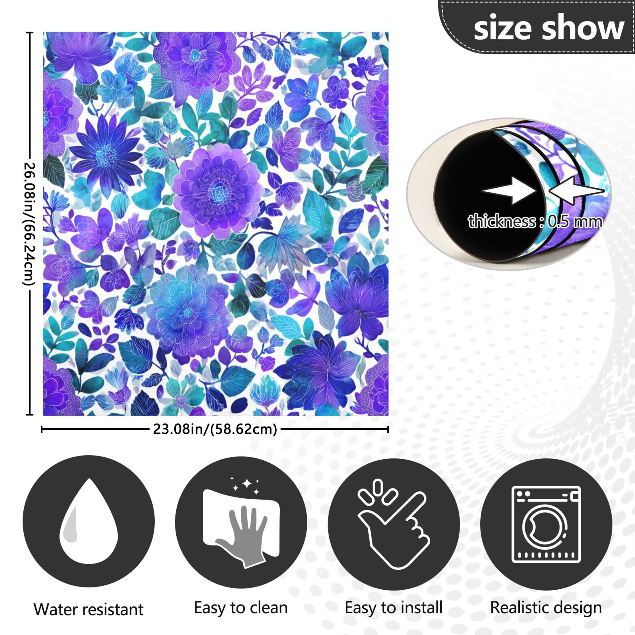 Dishwasher Magnetic Sticker 23x26 Inch Refrigerator Magnetic Sticker Washing Machine Magnetic Sticker Kitchen Panel Magnetic Sticker Home Decor Blue Watercolor Leaves