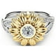 thumbnail image 1 of Anillos para mujer, regalos para mujer, exquisito anillo de moda con diseño floral de dos tonos y girasol dorado redondo., 1 of 4