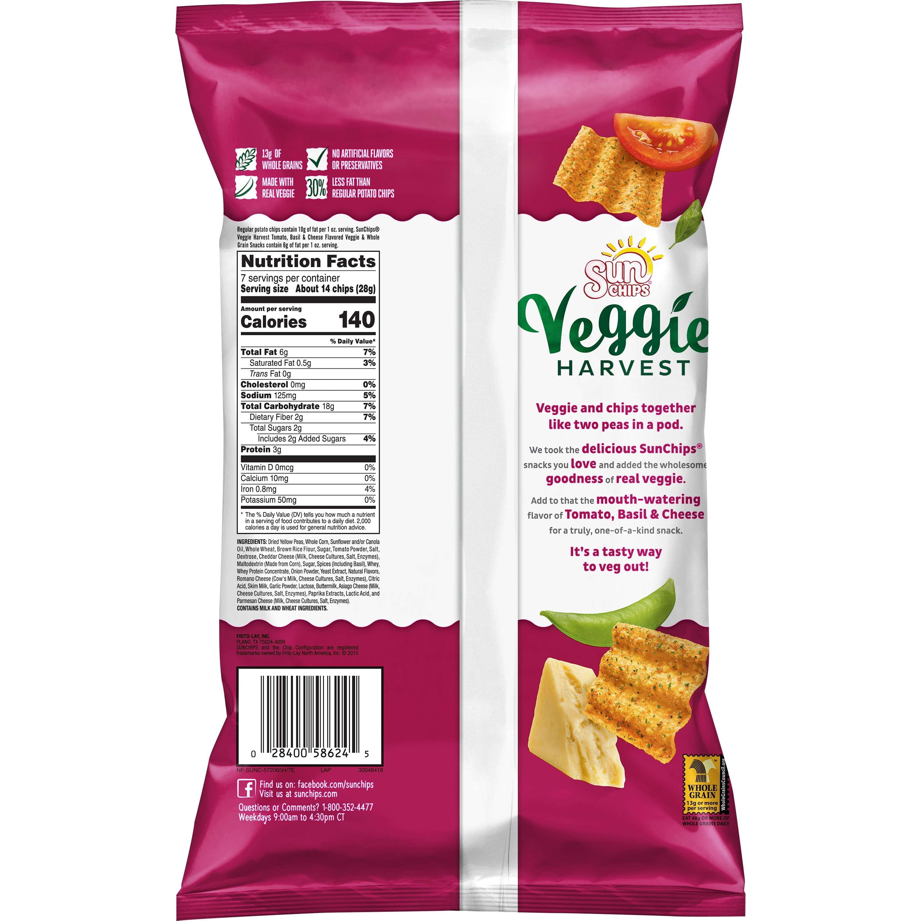 Sunchips garden salsa nutrition label