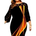 thumbnail image 4 of Gvmfive Women Plus Size Party Evening Formal Dress Printed 3/4 Sleeve Cocktail Dress, 4 of 5