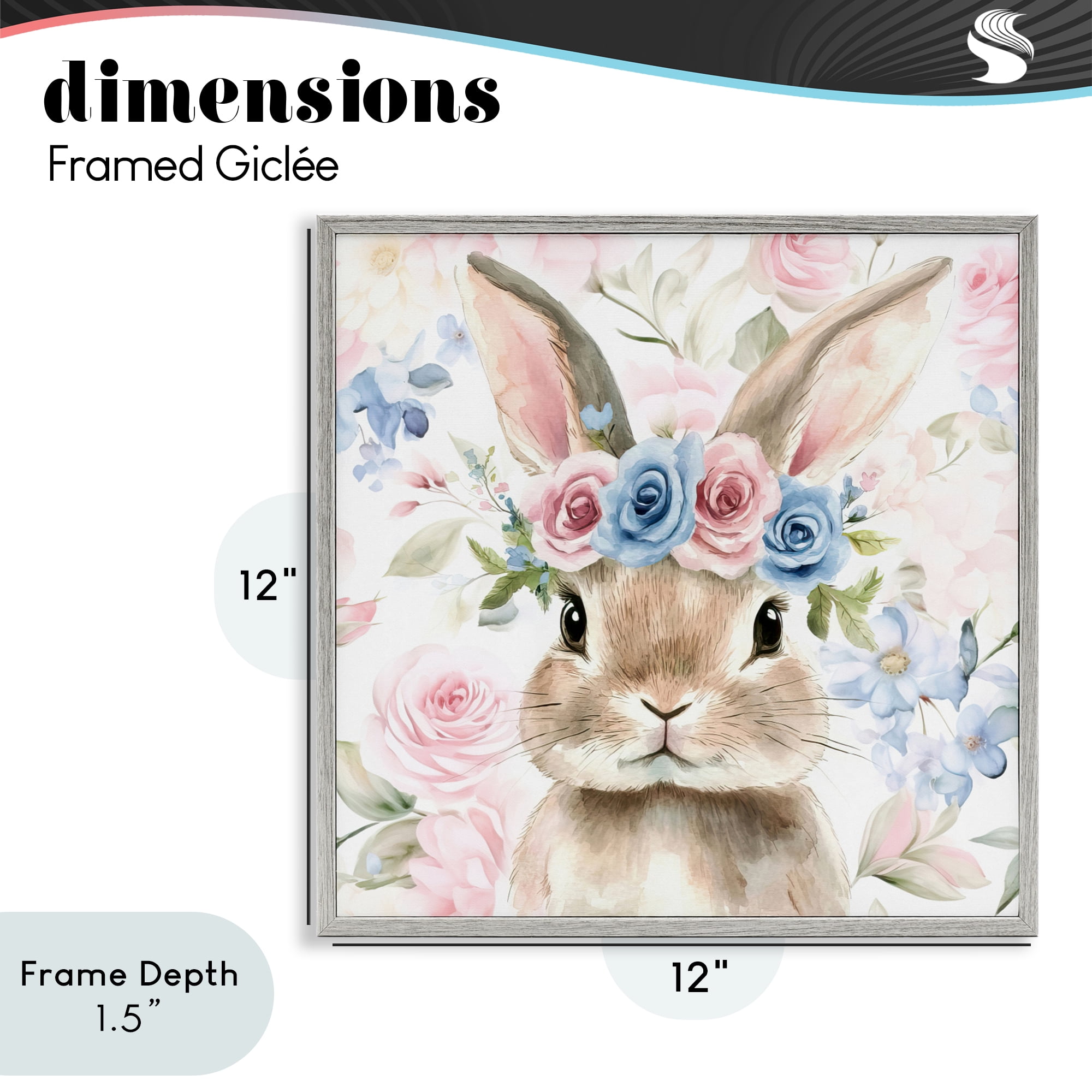 Stupell Industries Flower Power Bunny Gray Framed Giclee Art, design by Tina LeCour
