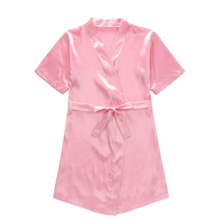 

Ytdscs Kids Girls Boys Satin Robe Baby Cartoon Printing Bath Robes for Spring Autumn Unisex Silky Sleepwear Bathrobe for Toddler 1-7 Years Old