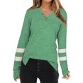 thumbnail image 1 of Worallymy - Camiseta de manga larga para mujer con cuello en V y bloque de color Worallymy JD735906085, 1 of 4