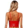 thumbnail image 5 of Top corto de charol brillante para mujer, escote en V profundo, cremallera frontal, sin espalda, chaleco tipo camisola sexy, disfraz para fiesta rave en discoteca, 5 of 5