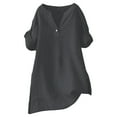 thumbnail image 3 of Loose Solid Color Women's Shirt - Stand Collar, Long Sleeve, for Casual and Festival Wear, S, Gray, 3 of 8