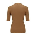 thumbnail image 6 of Women Sweater Dressy Casual Mock Turtleneck Short Sleeve Ribbed Business Work Shirts Tops Coffee L, 6 of 9