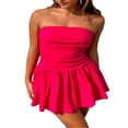 thumbnail image 3 of POINTERTECK Solid Color Strapless Flared A-Line Dress for Women‘s Summer Fashion, 3 of 9