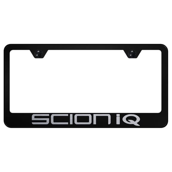 Toyota Scion iQ Laser Etched Logo Stainless Steel License Plate Frame (Black)