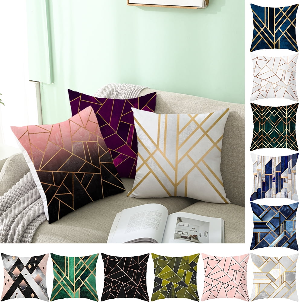 Square Pillow Case Geometric Waist Throw Sofa Cushion Cover Home Decor 18x18 in 