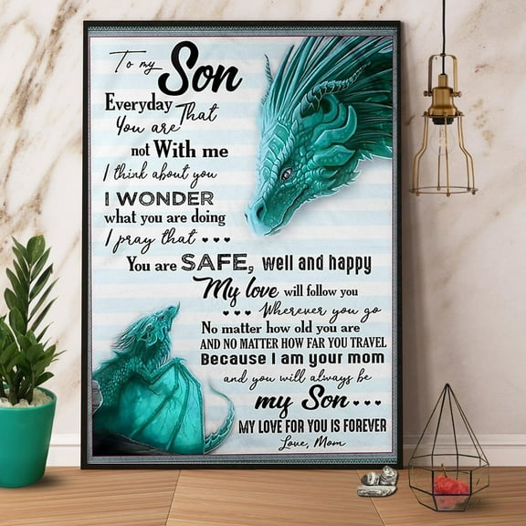 Blue Dragon Mom To My Son I Think About You Family Gift Paper Poster No Frame Wall Art 11 x 17 Inch Poster