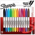 thumbnail image 1 of Sharpie Brush Twin Permanent Markers, Brush Tip Marker and Ultra Fine Tip Marker, Assorted, 12 Count, 1 of 5