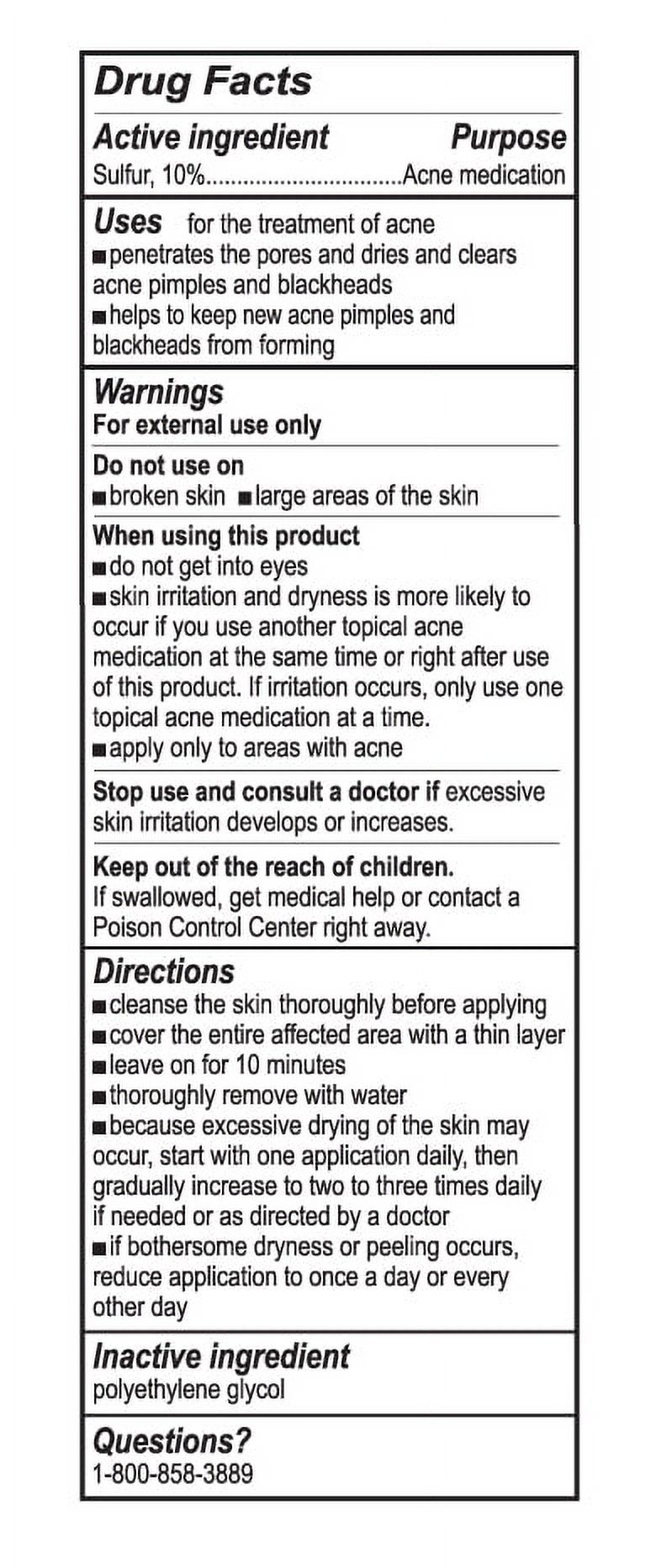 De La Cruz Acne Treatment with 10% Sulfur for Cystic Acne, Pimples Blackheads 2.6 Oz - image 3 of 9