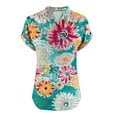 thumbnail image 5 of Jjayotai Womens Tops, Short Sleeve Shirts Dressy Casual, Henley V-Neck Summer Tops, Floral T-Shirts, Loose Fit Tunic Blouses, Golf Shirts for Women Plus Size Mint Green^ XXXXXL, 5 of 5