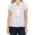 thumbnail image 5 of Women's Casual Petal Sleeve Bow Tie Neck Short Sleeve Blouse Top, 5 of 6