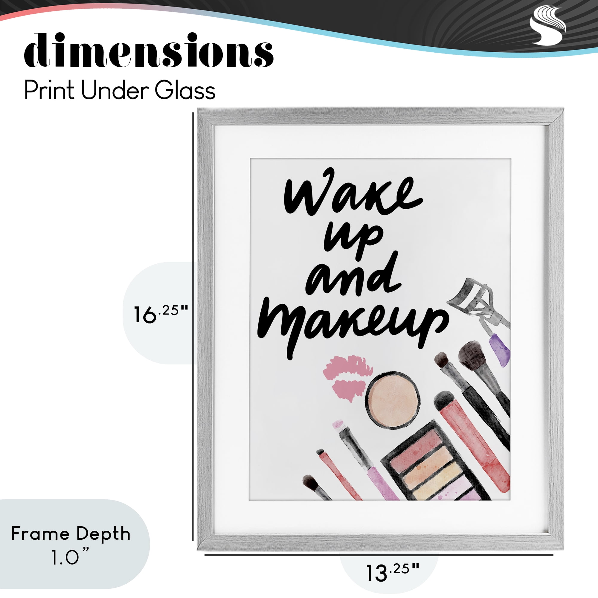 Stupell Industries Wake Up & Makeup Gray Framed Print Under Glass, design by Jesse Keith