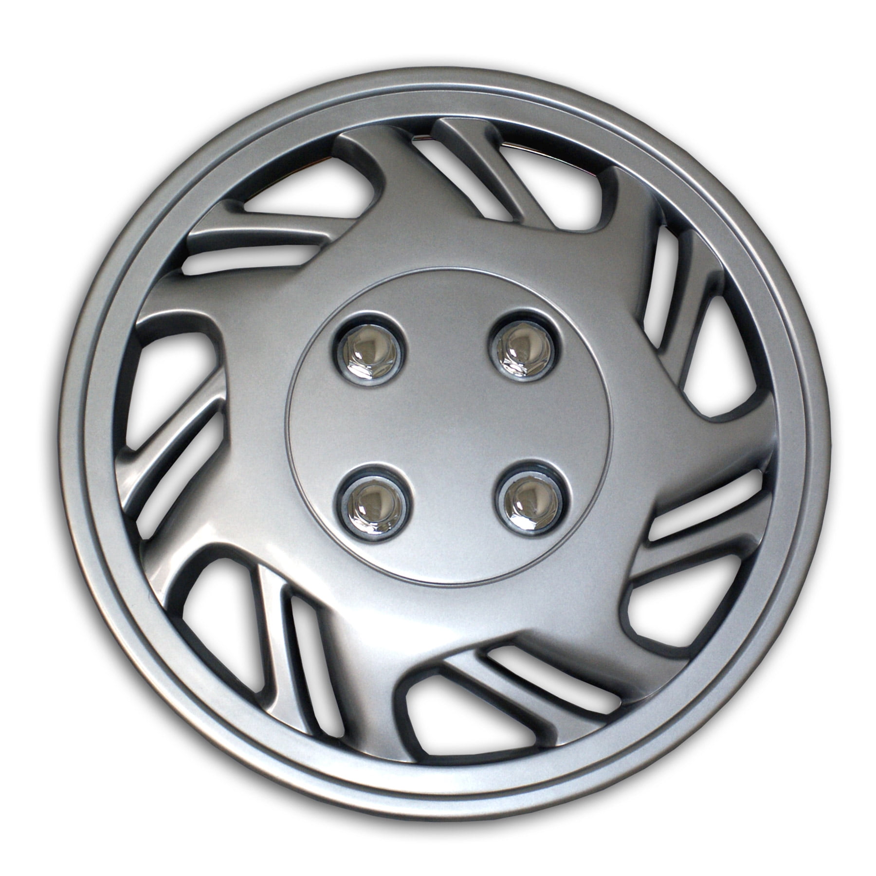 Set of 4 Metallic Silver Hubcaps 14" Type 2 WSC2016S14 Hub Caps