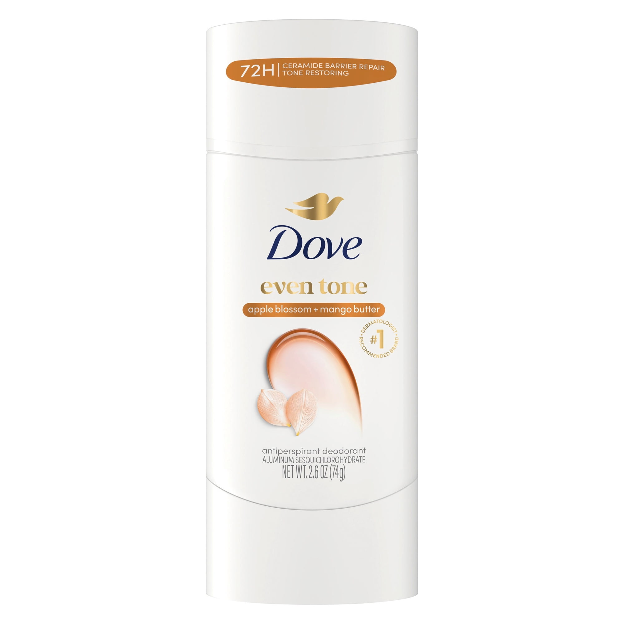 Dove Antiperspirant Deodorant Stick For Uneven Skin Tone Apple Blossom & Mango Butter 48-hour Odor And Sweat Protection ,2.6 oz