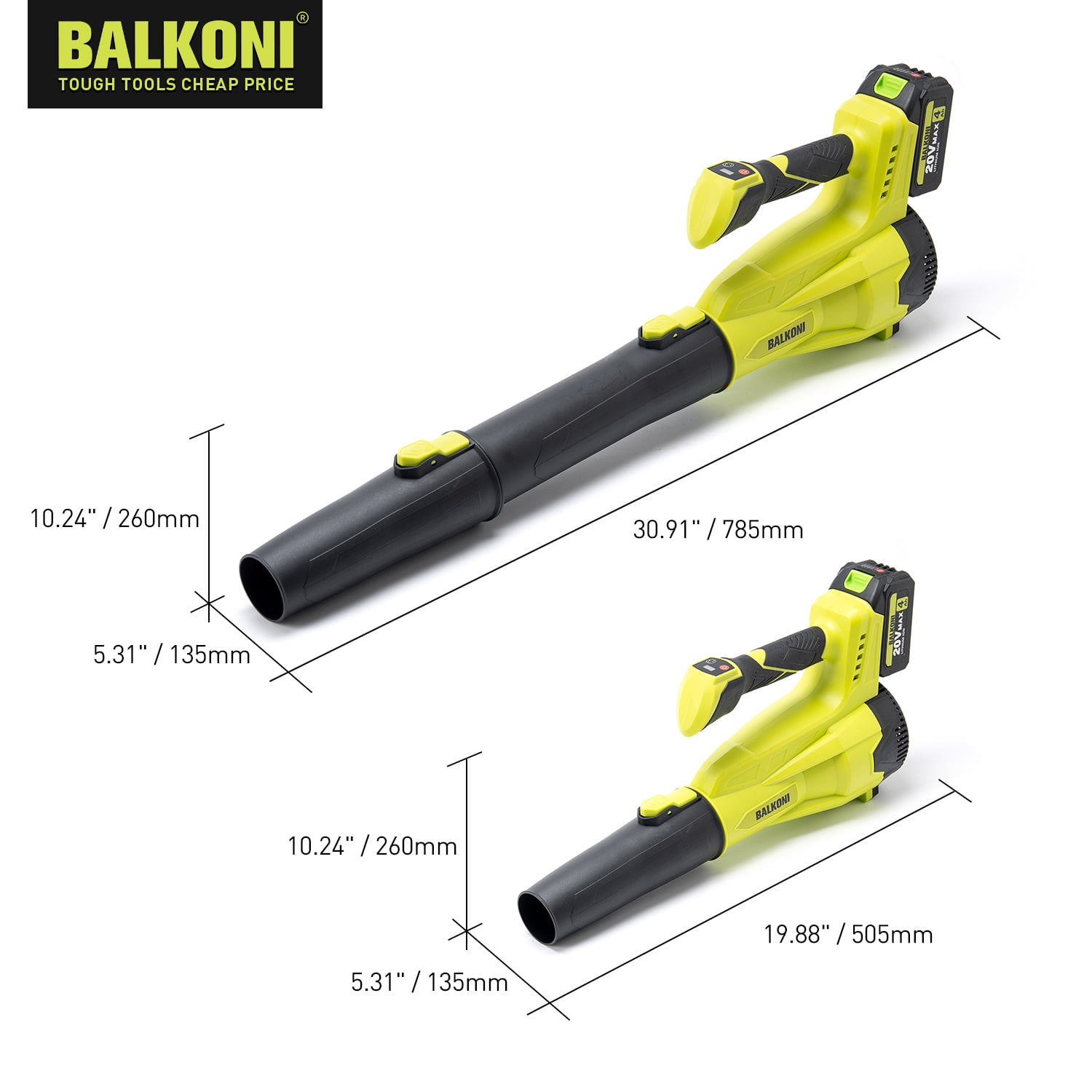 BALKONI 180 MPH at 700 CFM With 2x4.0Ah Batteries & Charger Powered Cordless Leaf Blower, Heavy-Duty Brushless, 6-Speed Adjustable