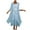 Blue, variant on Womens Long Sleeve High - Neck Ruffle Trim Evening Dress, Elegant Formal Gown, Floor - Length