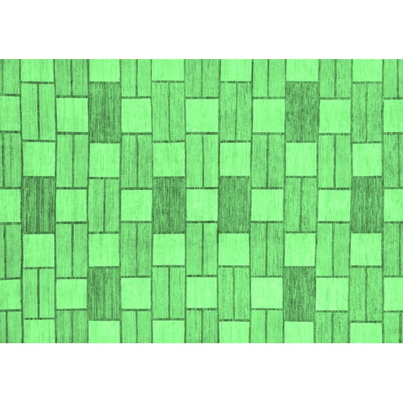 Ahgly Company Indoor Rectangle Abstract Emerald Green Modern Area Rugs, 5' x 7'
