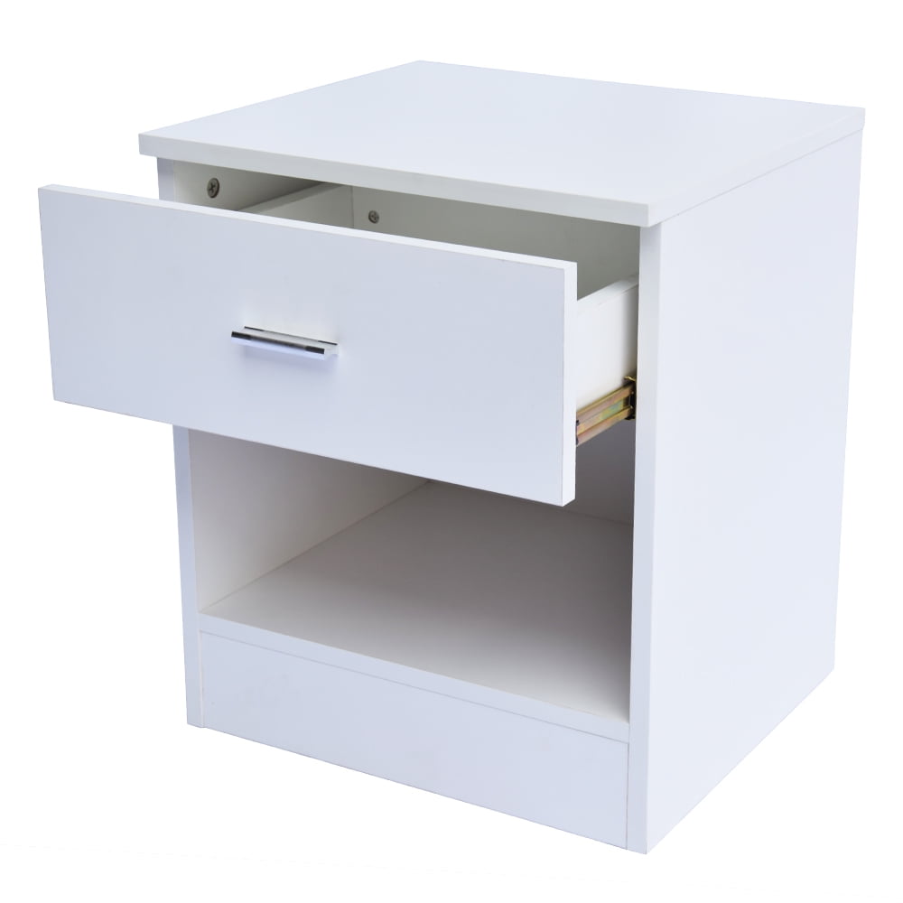 Godecor Nightstand Bedside Corner Table With 1 Sliding Drawer And Shelf For Storage Cabinet White Walmart Canada