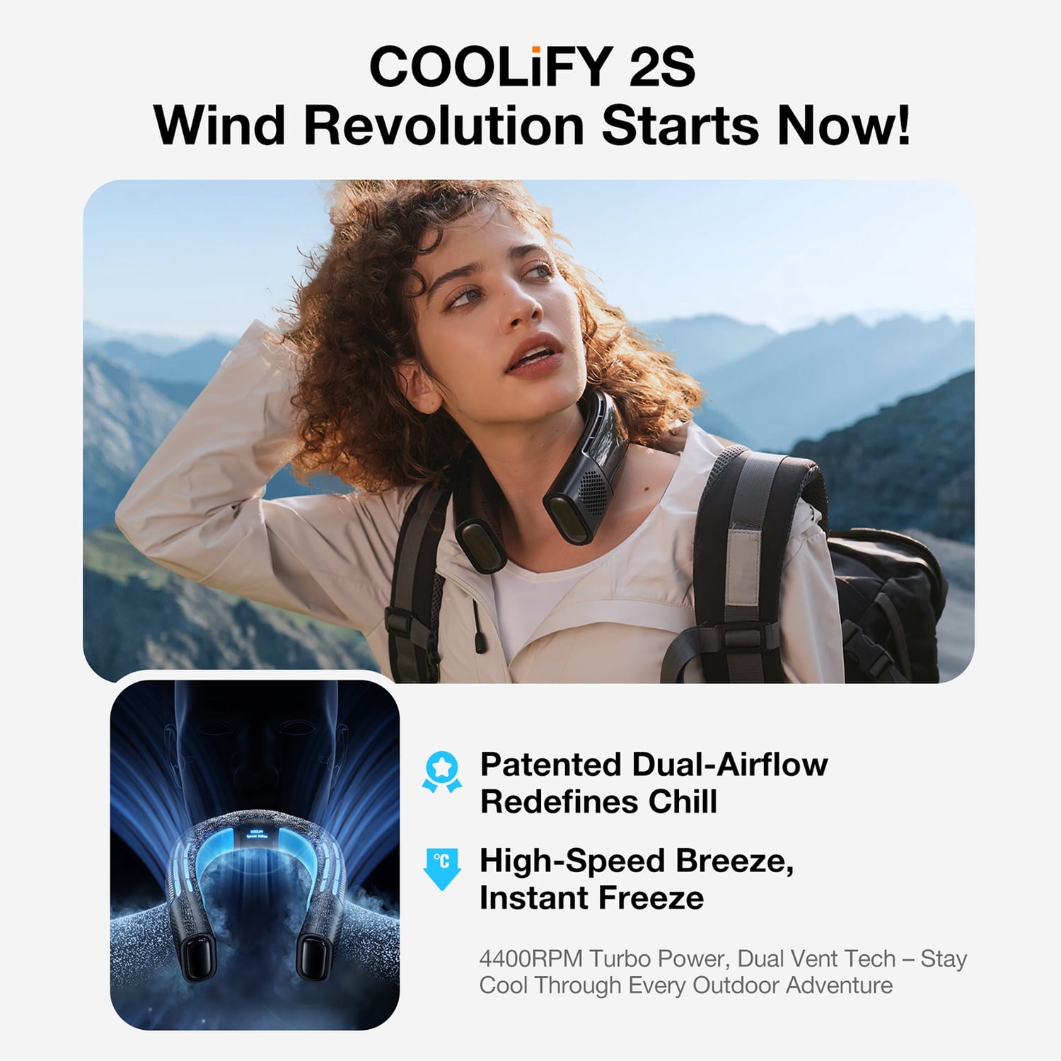 TORRAS Portable Neck Fan, COOLIFY 2S Neck Air Conditioner and Heater Bladeless 5,000 mAh Rechargeable, Black