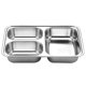 thumbnail image 4 of Bandeja de comedor dividida de acero inoxidable, recipiente de almuerzo, plato de comida para comedor escolar, tres cuadrículas redondas de 26cm, plata Feliz Sencillez, 4 of 4