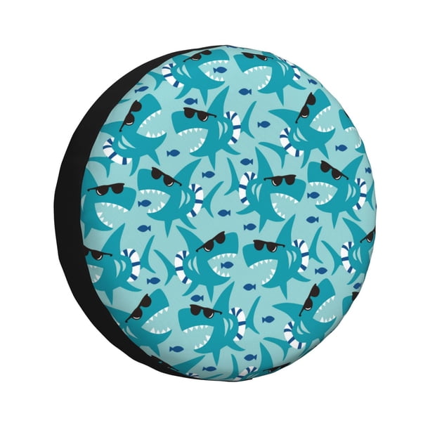 Balery Shark Wearing Sunglasses Cubiertas para Neumáticos - Protector Resistente para Neumáticos de Camioneta, SUV, Remolque, Camper y RV-15 inch