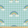 thumbnail image 2 of Ambesonne Rainbow Fabric by the Yard Upholstery, Simplistic Clouds, 2 Yards, Pale Blue Blue Violet, 2 of 5