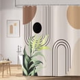 thumbnail image 6 of Abstract Boho Leaf Shower Curtains, Weighted Bottom Mid Century Modern Bohemian Terracotta Minimalist Geometric Arch Botanical Bathroom Curtain Waterproof Fabric Washable with Hooks,36"x72", 6 of 6