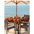 thumbnail image 2 of Outdoor Tablecloth with Umbrella Hole and Zipper, Blue Pumpkin Fall Square Table Cloth 54x54 Inch Waterproof Tablecloth, Thanksgiving Maple Leaves Autumn Picnic Table Cover for Patio Camping, 2 of 7