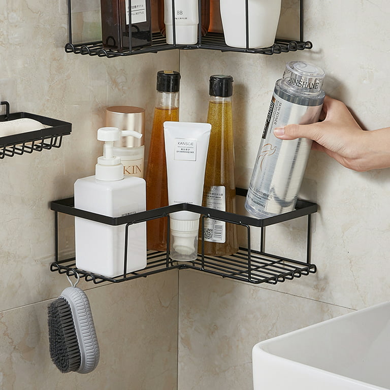 Yirtree Suction Corner Shower Caddy Bathroom Shower Shelf Storage Basket Wall Mounted Organizer for Shampoo, Conditioner, Plastic Shower Rack for