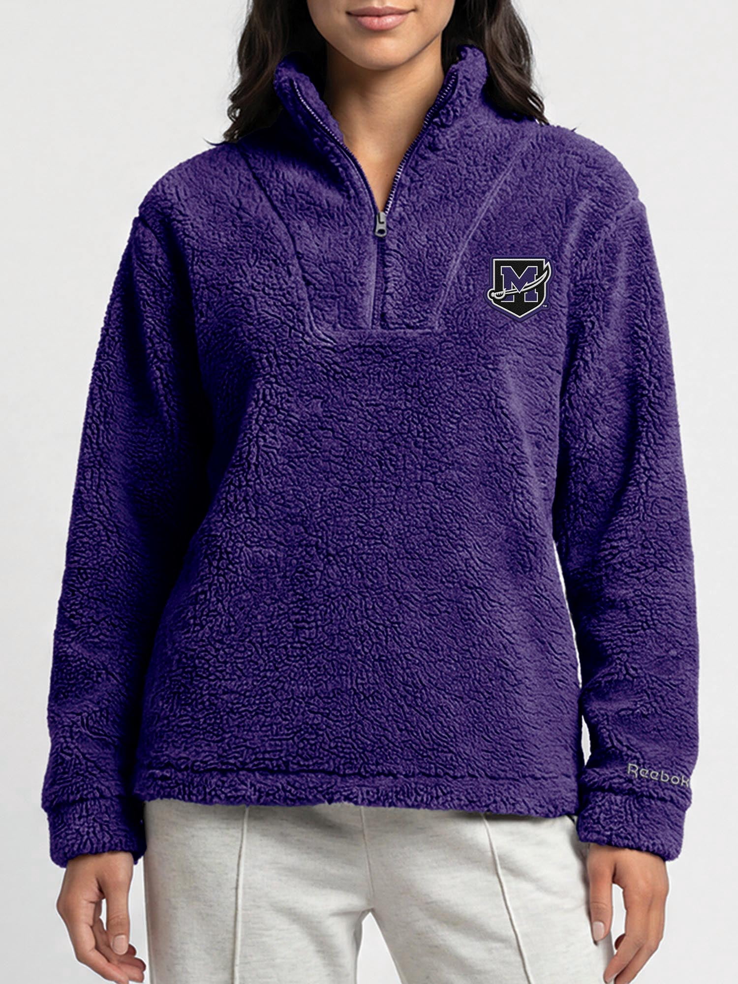 Mount Union Purple Raiders Reebok Womens Relaxed Fit Qtr Zip Sherpa Pullover
