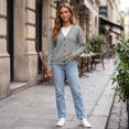 thumbnail image 4 of Ghalytn Women's Waffle Knit V-Neck Cardigan, Button Front Long Sleeve with Pockets, 4 of 8