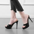 thumbnail image 4 of unbranded 1Par Sandalias De Para Mujer En Negro Con Plataforma Y Material De Premium, 4 of 7