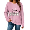 thumbnail image 2 of Yteetum Halloween Sweatshirts Women Long Sleeve Ghost Pumpkin Graphic Print Crewneck Pullover Sweatshirt Fall Loose Comfy Spooky Season Round Neck Sweatshirt Holiday Tops, 2 of 6