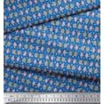 thumbnail image 1 of Soimoi Blue Rayon Fabric Hearts & Owl Bird Printed Craft Fabric by the Yard 56 Inch Wide, 1 of 1