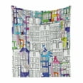 thumbnail image 1 of Amsterdam Soft Flannel Fleece Throw Blanket, Hand-drawn Style Houses of Vibrant Watercolor Splashes Details, Cozy Plush for Indoor and Outdoor Use, 50" x 70", Multicolor, by Ambesonne, 1 of 6