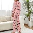 thumbnail image 3 of Top-kevin Women Long Sleeve Pajama Set Comfy Pjs Sets Cheetahs Leaping Purple Dots 2 Piece Lounge Set, 3 of 12