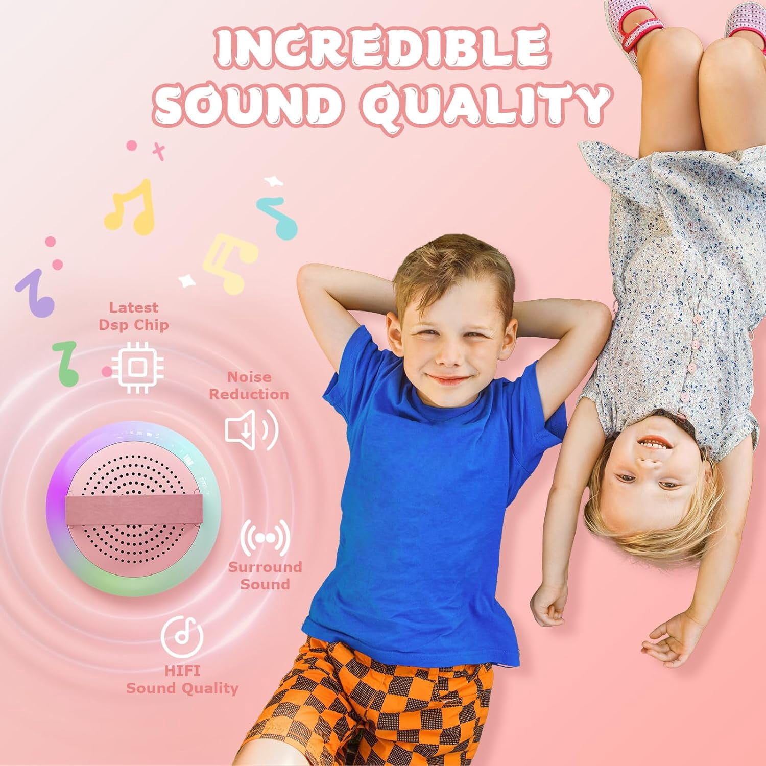 Mini Karaoke Machine, Karaoke Machine for Kids Toys, Portable Bluetooth Speaker Mini Karaoke Machine with 2 Wireless Microphones, Karaoke Gifts for Adults Kids Birthday Home Party (Pink)