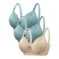 thumbnail image 1 of DecSea 3PC Women's Solid Color Steel Ring Oversized Gathering Underwear Daily Bra, 1 of 4