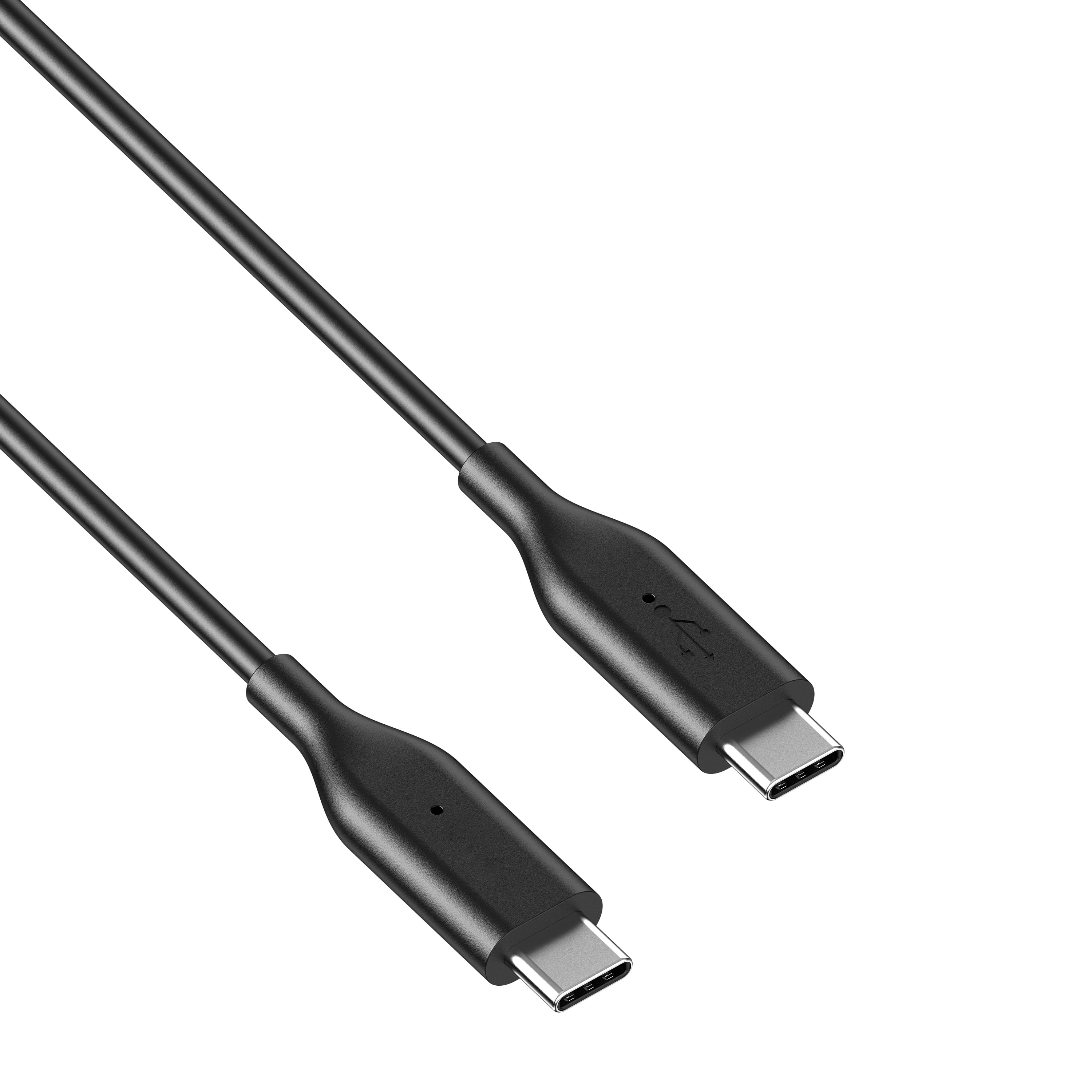 (2 pack) Auto Drive Type USB-C to C, 3ft, Charging & Data Sync Cable, PVC, Black, Single Pack