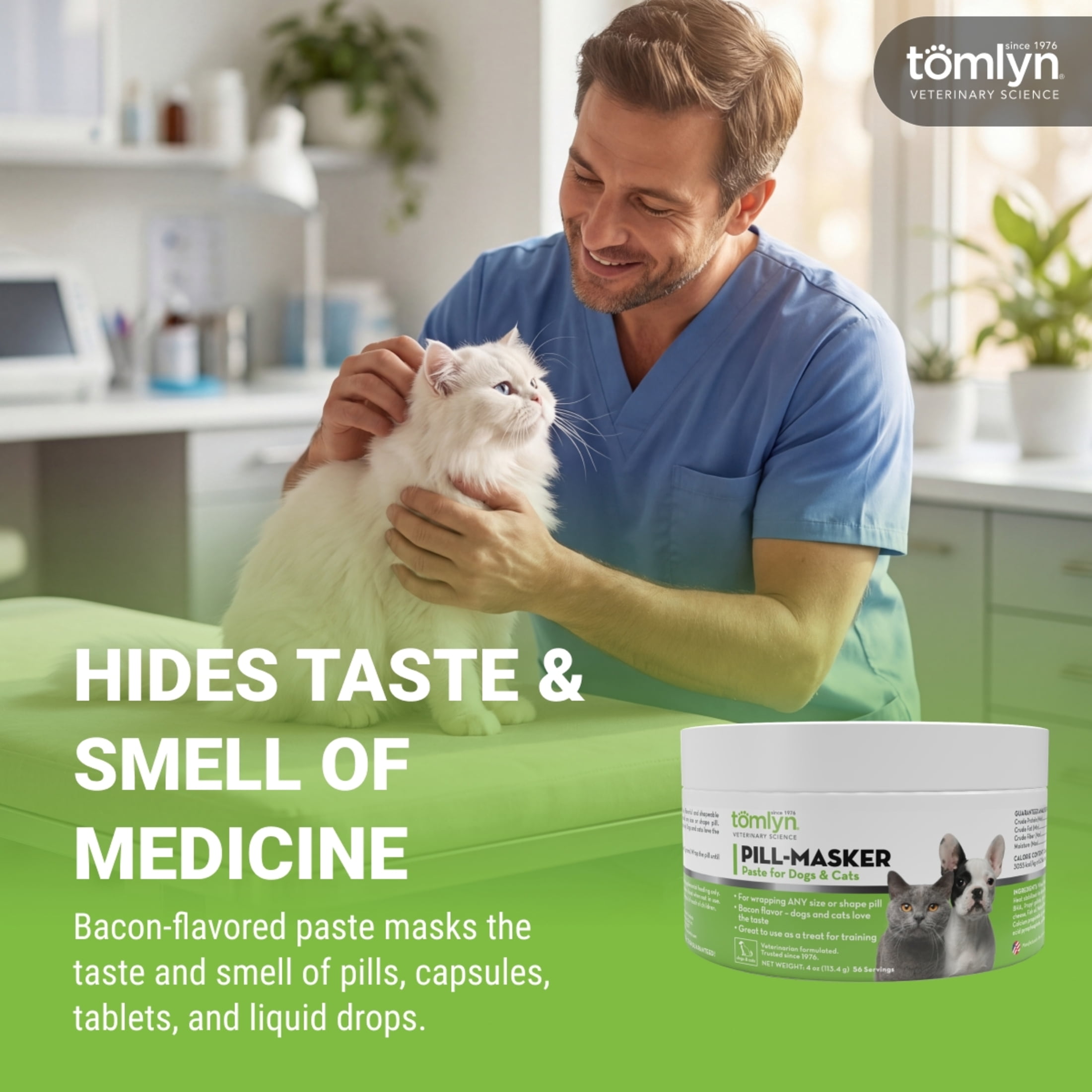 Tomlyn Pill Masker Bacon Flavor Paste for Dogs and Cats, Helps Hide the Taste and Smell of Capsules, Wafers, Tablets, and Liquid Drops, 56 Servings Per Container.