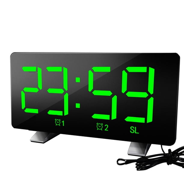 Reloj de mesa digital Radio FM Modo de repetición Dormitorio Hotel Pantalla LED Reloj despertador con puerto USB, Pantalla verde Guardurnaity EL3017-03B