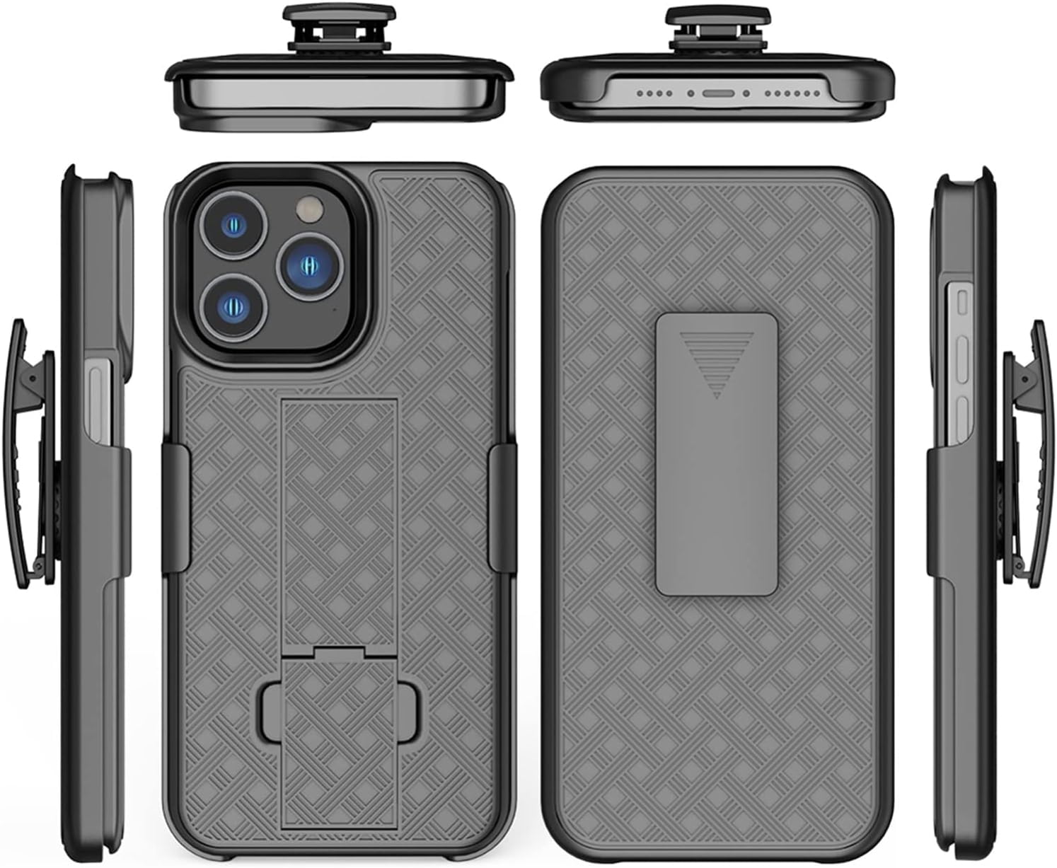 Case Belt Clip & Home Charger for iPhone 15 Pro - Holster Swivel Cover Kickstand and 18W Fast 6ft USB Cable Type-C Turbo Charge P3O for iPhone 15 Pro (6.1")