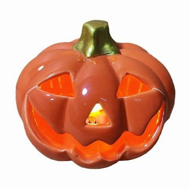 A Halloween Pumpkin Lantern Ceramic Luminous Tabletop Decoration For Home Party Decor Desktop Ornament Glow In The Dark Thanksgiving Fall Decor
