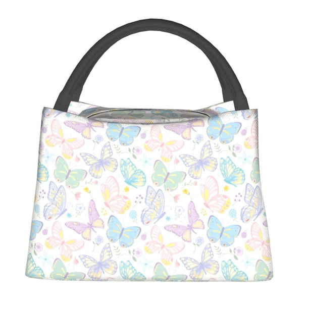 Fotbe Colorful Butterfly Bolsa Térmica Portátil con Estampado, Bolsa de Entrega de Alimentos Aislada, Bolsa Reutilizable de Gran Capacidad para Comidas y Supermercado